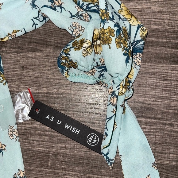 NWT AS U WISH Mint Floral Off the Shoulder Dress - Picture 6 of 8